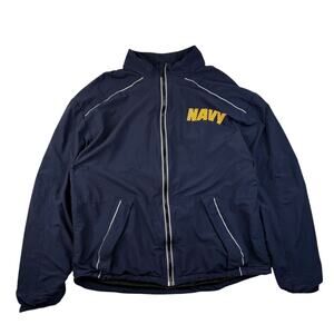US Navy Running Jacket Sz M Long Blue mesh lined PTU Reflective Made USA
